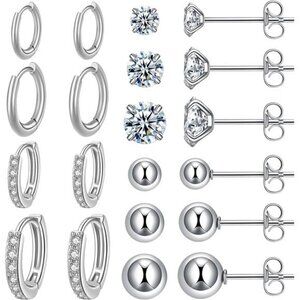 Surgical Steel Earrings Sets for Piercing Lightweight Small Huggie Trendy